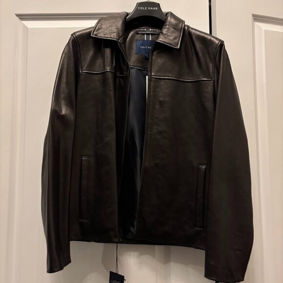 Mens Cole Haan Lambskin Leather Jacket